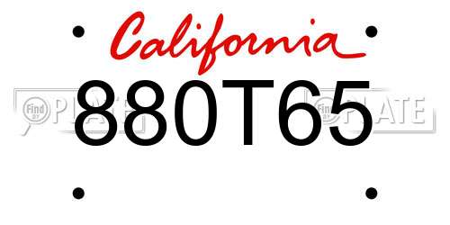 880T65 California License Plate
