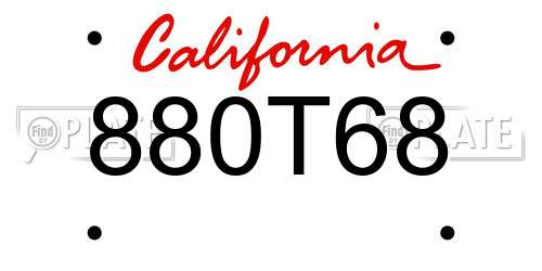 880T68 California License Plate