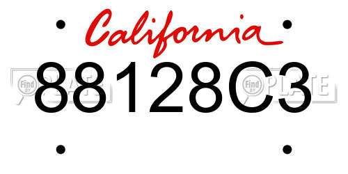 88128C3 California License Plate