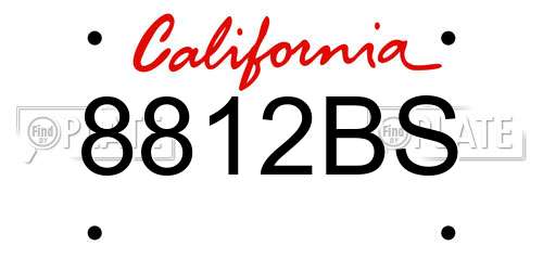 8812BS California License Plate