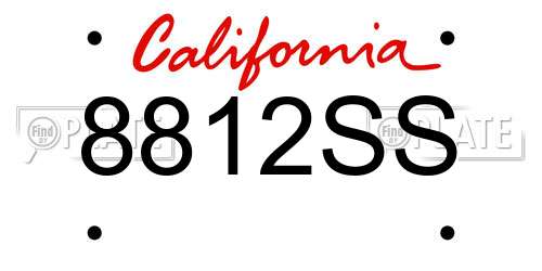 8812SS California License Plate