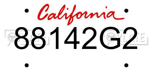 88142G2 California License Plate