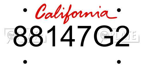 88147G2 California License Plate