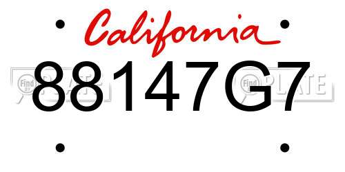 88147G7 California License Plate