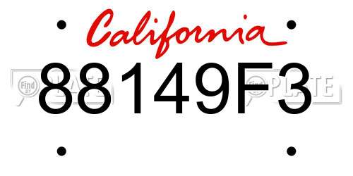 88149F3 California License Plate