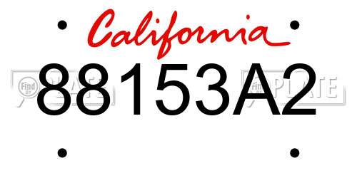 88153A2 California License Plate