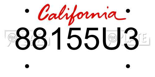 88155U3 California License Plate