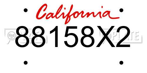 88158X2 California License Plate