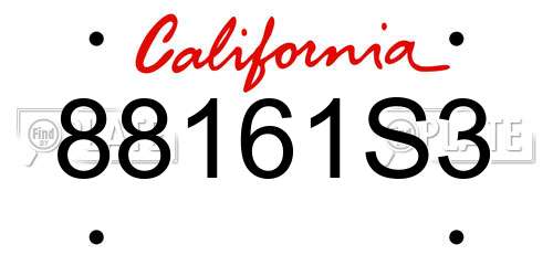 88161S3 California License Plate
