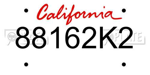 88162K2 California License Plate