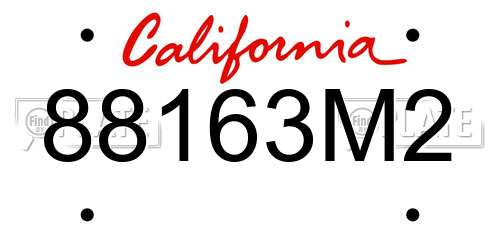88163M2 California License Plate