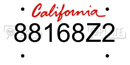 88168Z2 California License Plate
