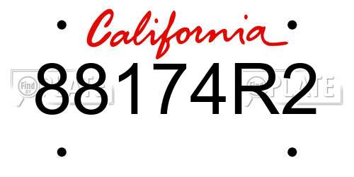88174R2 California License Plate