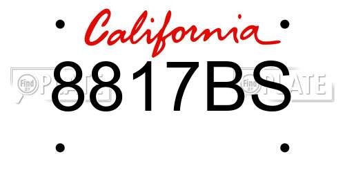 8817BS California License Plate