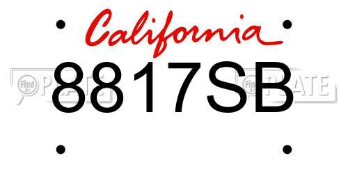 8817SB California License Plate