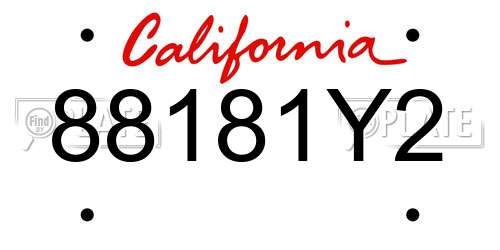 88181Y2 California License Plate