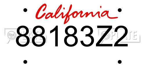88183Z2 California License Plate