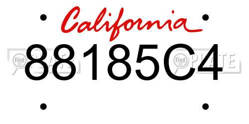 88185C4 California License Plate