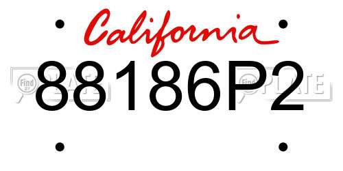 88186P2 California License Plate