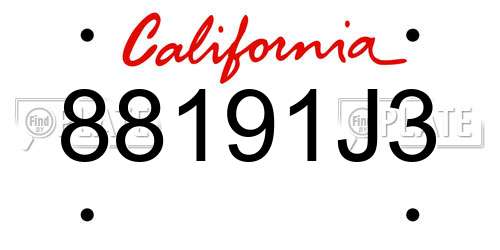 88191J3 California License Plate