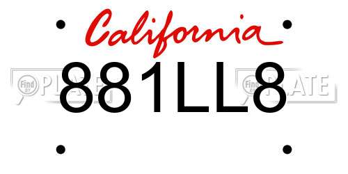881LL8 California License Plate