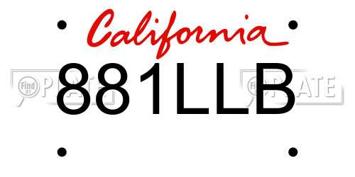881LLB California License Plate