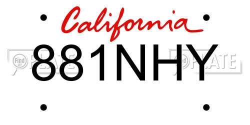881NHY California License Plate