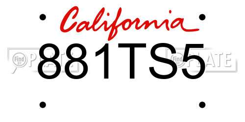 881TS5 California License Plate