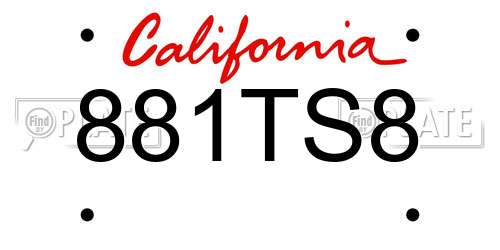 881TS8 California License Plate