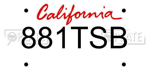 881TSB California License Plate