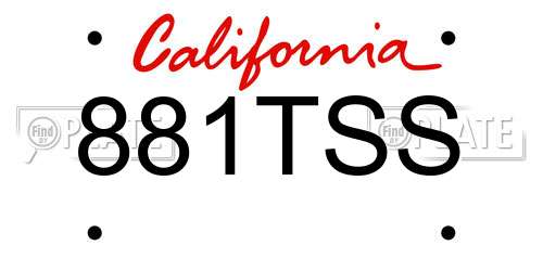 881TSS California License Plate