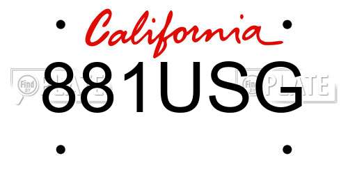 881USG California License Plate