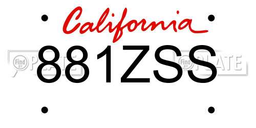 881ZSS California License Plate