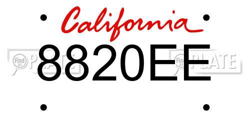 8820EE California License Plate