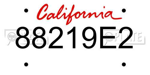 88219E2 California License Plate