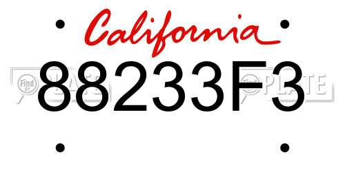 88233F3 California License Plate