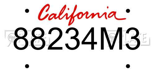 88234M3 California License Plate