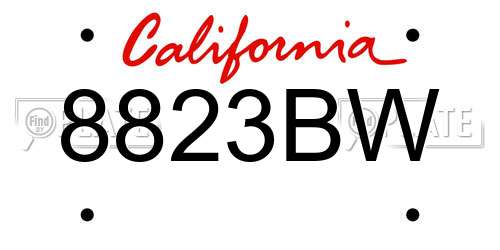 8823BW California License Plate