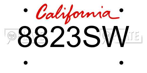 8823SW California License Plate