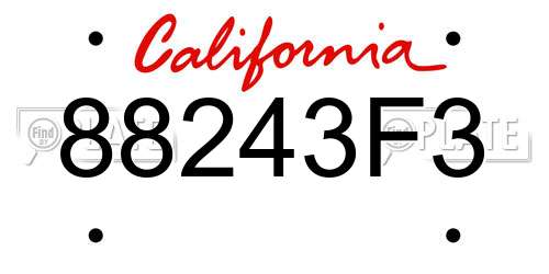 88243F3 California License Plate