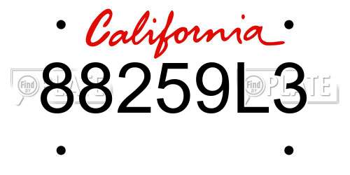 88259L3 California License Plate