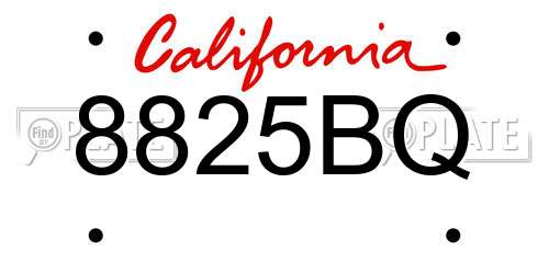 8825BQ California License Plate