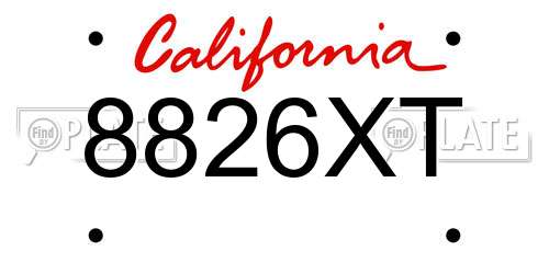 8826XT California License Plate