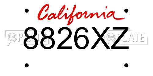 8826XZ California License Plate