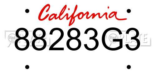 88283G3 California License Plate