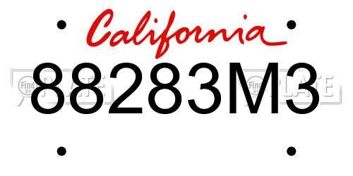 88283M3 California License Plate