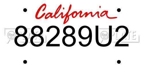 88289U2 California License Plate