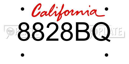 8828BQ California License Plate