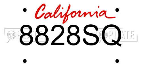 8828SQ California License Plate