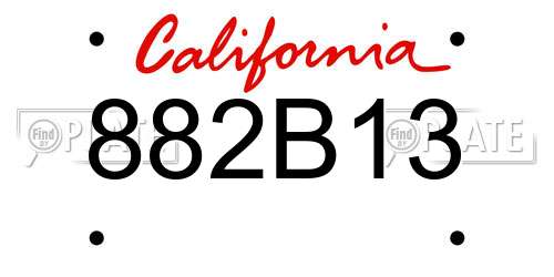 882B13 California License Plate
